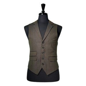 Mens Vest 40R Green Orange Blue Striped Waistcoat Formal Casual Preppy Wedding